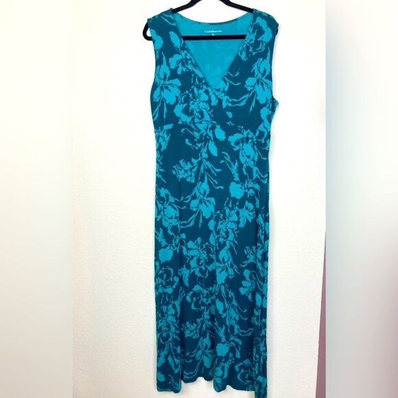 Tropical Floral rayon viscose jerseyV-Neck Maxi dress NWOT - Picture 1 of 8